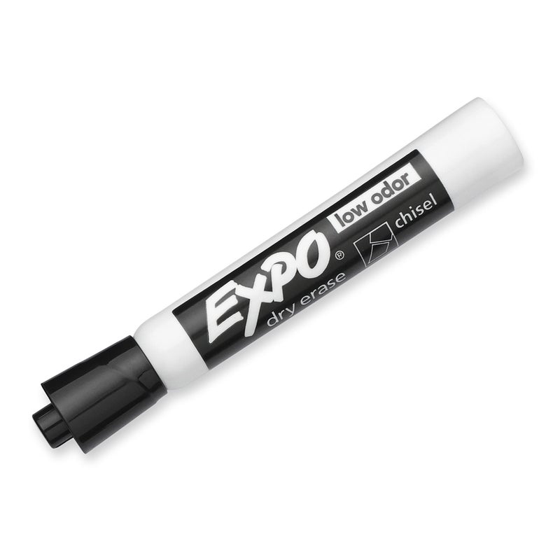 EXPO Low Odor Dry Erase Markers, Chisel Tip, Black, 2 Pack - Image 2